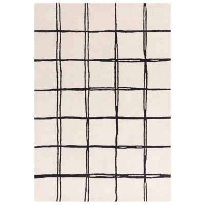 Asiatic Albany Grid Hand Tufted Designer Wool Rug, 200x290cm, Monochrome