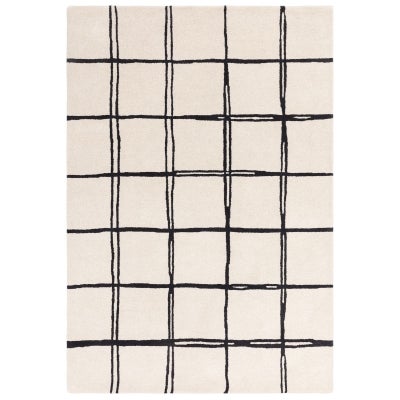Asiatic Albany Grid Hand Tufted Designer Wool Rug, 80x150cm, Monochrome