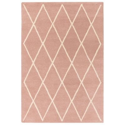 Asiatic Albany Diamond Hand Tufted Designer Wool Rug, 160x230cm, Pink