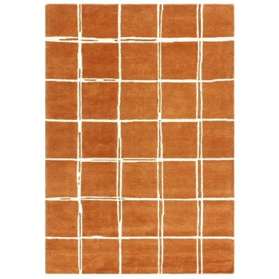 Asiatic Albany Grid Hand Tufted Designer Wool Rug, 120x170cm, Rust