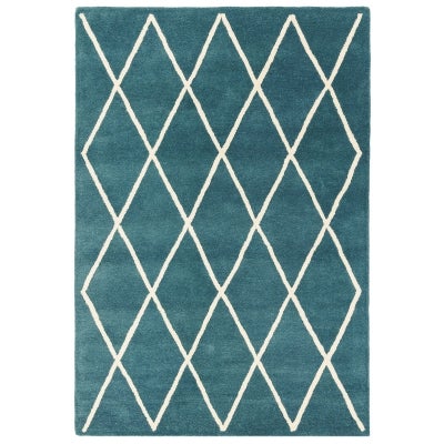 Asiatic Albany Diamond Hand Tufted Designer Wool Rug, 160x230cm, Teal