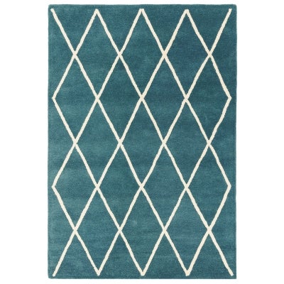 Asiatic Albany Diamond Hand Tufted Designer Wool Rug, 200x290cm, Teal