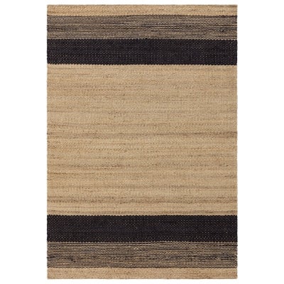 Asiatic Cedar Ava Hand Woven Designer Jute Rug, 200x300cm, Natural / Charcoal