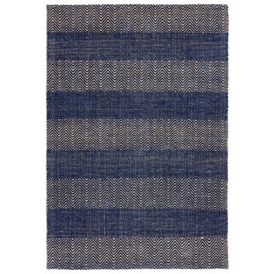 Asiatic Ives Xavier Hand Woven Designer Cotton & Jute Rug, 120x170cm, Navy