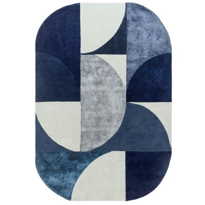 Asiatic Matrix Darren Hand Tufted Designer Wool Oval Rug, 160x230cm, Indigo