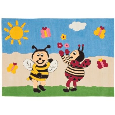 Arte Espina Bumble Bee and Lady Bird Hand Tufted Kids Rug, 160x110cm