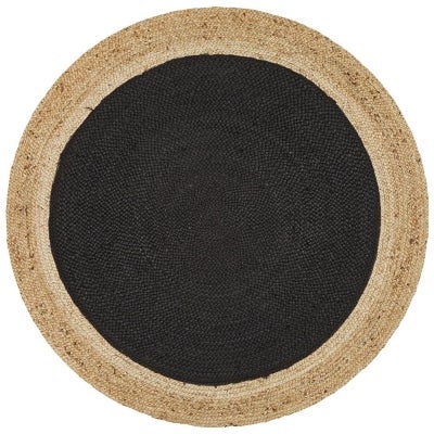 Atrium Polo Jute Round Rug, 200cm, Black