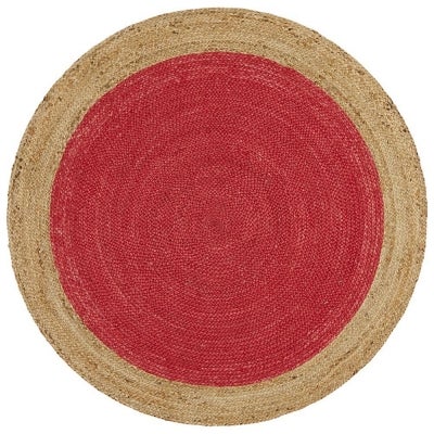 Atrium Polo Jute Round Rug, 200cm, Cherry 