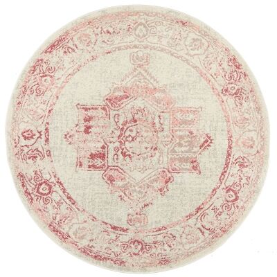 Avenue No.702 Tribal Round Rug, 200cm, Rose / Beige