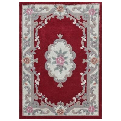 Avalon French Aubusson Wool Rug, 180x120cm, Red