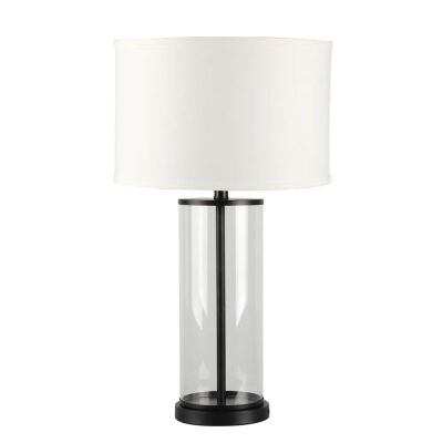 Left Bank Glass Base Table Lamp, Black / White