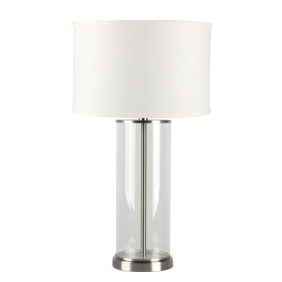 Left Bank Glass Base Table Lamp, Nickel / White
