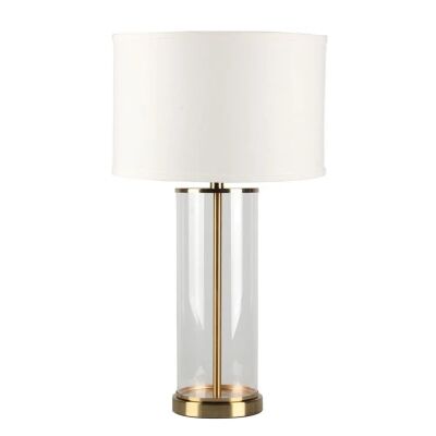 Left Bank Glass Base Table Lamp, Brass / White