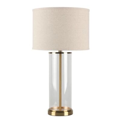 Left Bank Glass Base Table Lamp, Brass / Natural