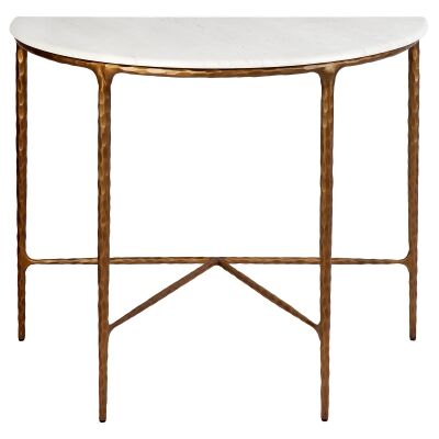 Heston Marble & Iron Demilune Table, 90cm, Brass