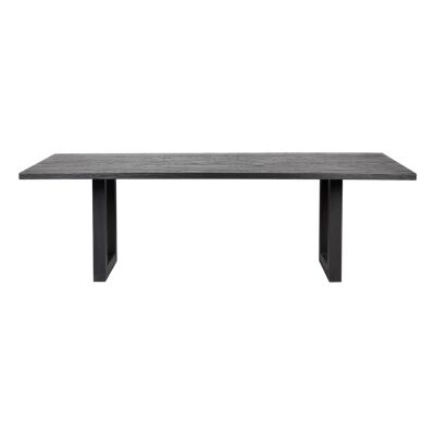 Leeton Oak Timber Dining Table, 200cm, Black