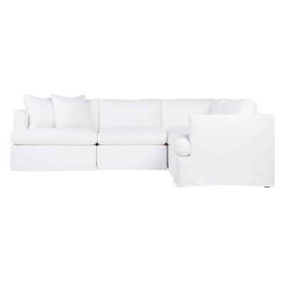 Birkshire Fabric Slip Cover Modular Corner Sofa, 2 Seater with RHF Armchair, White
