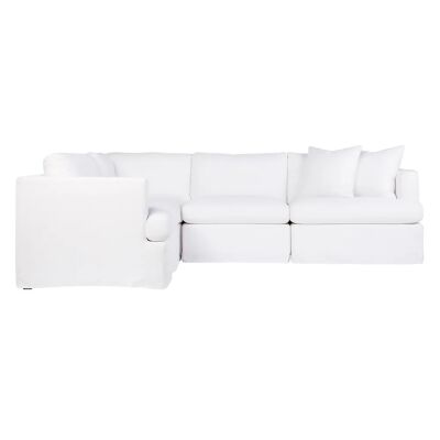 Birkshire Fabric Slip Cover Modular Corner Sofa, 2 Seater with LHF Armchair, White