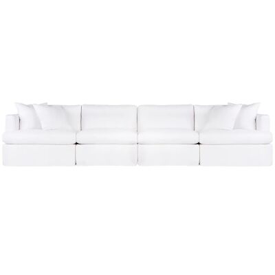 Birkshire Fabric Slip Cover Modular Sofa, 4 Seater, White