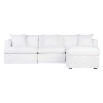 Birkshire Fabric Slipcover Modular Sofa, 3 Seater with Ottoman, White