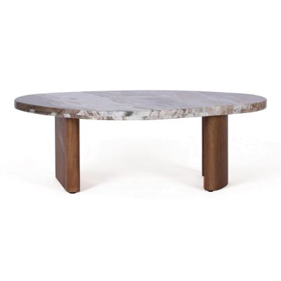 Solstice Marble Top Wooden Coffee Table, 95cm, Brown / Walnut