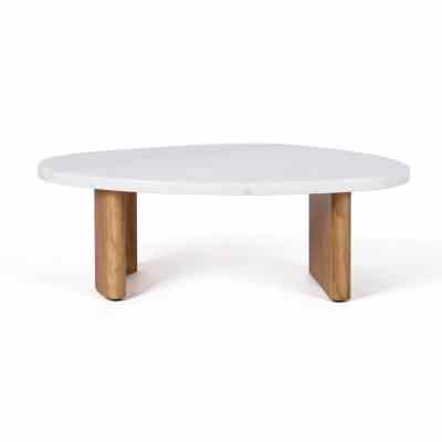Solstice Marble Top Wooden Coffee Table, 95cm, Ivory / Oak