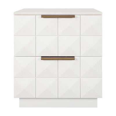 Benedict Marble & Oak Timber Bedside Table, White / White Oak