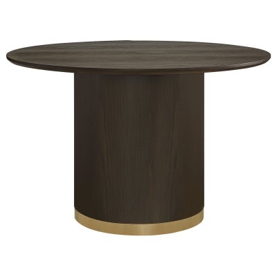 Eli Wooden Round Dining Table, 120cm, Smoked Oak
