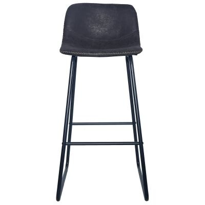 Berry Fax Leather Bar Stool, Black