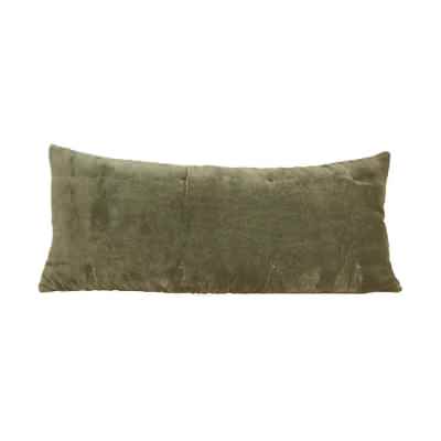 Loches Cotton Velvet Long Lumbar Cushion Cover (Insert Not Incl), Olive