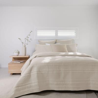 Bambury Flinders Embossed Coverlet Set, Queen / King, Pebble