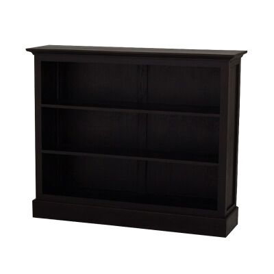 Adolf Solid Mahogany Timber Double Shelf Low Bookcase, Chocolate