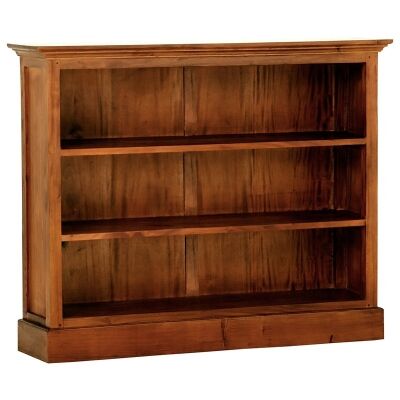 Adolf Solid Mahogany Timber Double Shelf Low Bookcase - Light Pecan
