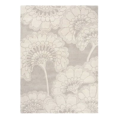 Florence Broadhurst Japanese Floral Hand Tufted Designer Wool Rug, 180x120cm, Oyster
