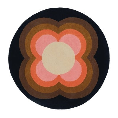 Orla Kiely Sunflower Hand Tufted Designer Round Wool Rug, 200cm, Pink