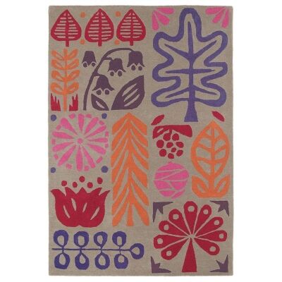 Scion Woodland Hand Tufted Designer Wool Rug, 280x200cm, Berry