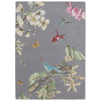 Wedgwood Hummingbird Hand Tufted Designer Wool Rug, 350x250cm, Grey