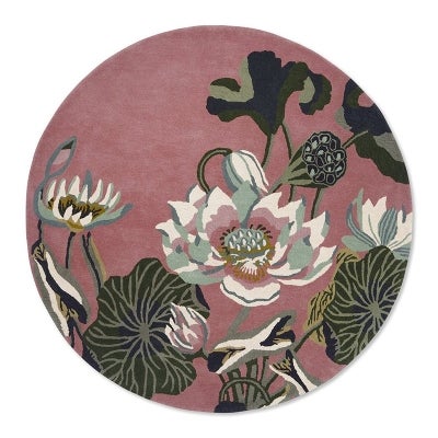 Wedgwood Waterlily Hand Tufted Designer Round Wool Rug, 200cm, Dusty Rose