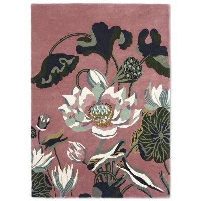 Wedgwood Waterlily Hand Tufted Designer Wool Rug, 180x120cm, Dusty Rose