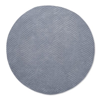 Wedgwood Folia Hand Tufted Designer Round Wool Rug, 150cm, Cool Grey