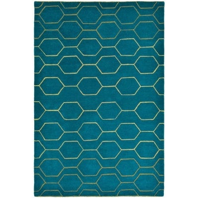 Wedgwood Arris Hand Tufted Designer Wool Rug, 180x120cm, Teal