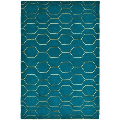 Wedgwood Arris Hand Tufted Designer Wool Rug, 350x250cm, Teal