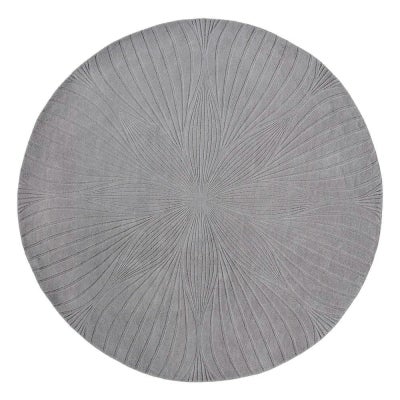 Wedgwood Folia Hand Tufted Designer Round Wool Rug, 150cm, Grey
