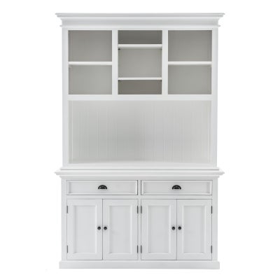 Halifax Mahogany Timber 4 Door 2 Drawer Cupboard Hutch Cabinet, Classic White
