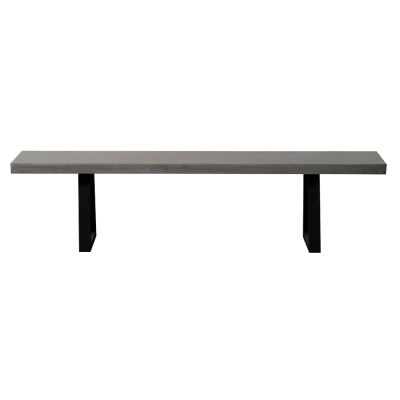Sierra Engineered Stone & Iron Dining Bench, 145cm, Speckled Grey / Black