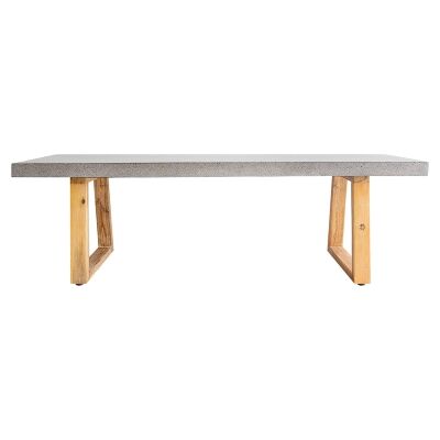 Sierra Engineered Stone & Acacia Timber Dining Bench, 145cm, Speckled Grey / Light Honey