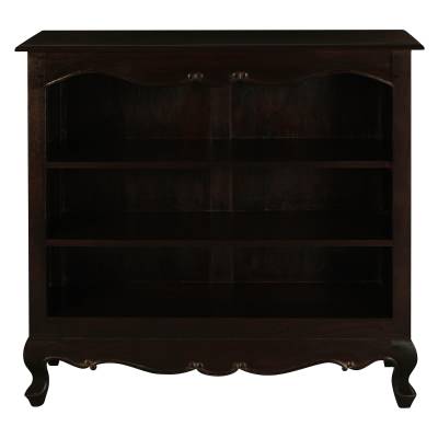 Queen Ann Mahogany Timber Lowline Bookcase, Chocolate