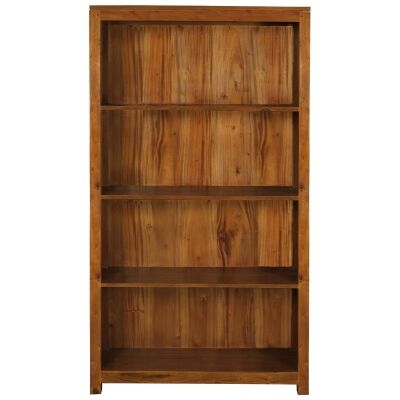 Amsterdam Solid Mahogany Timber Wide Bookcase - Light Pecan