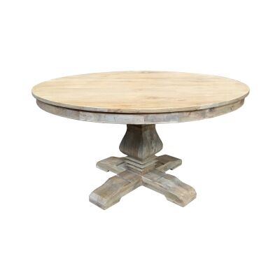 Haux Reclaimed Elm Timber Round Pedestal Dining Table, 120cm