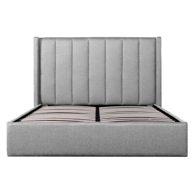 Frogmore Fabric Gas Lift Platform Bed, King, Pearl Grey